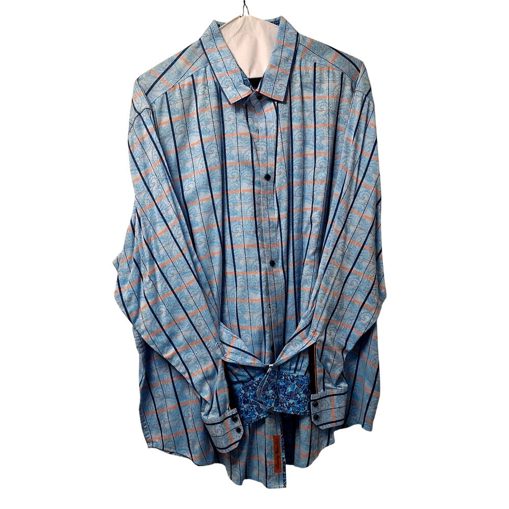 Robert Graham Mens Button Up Shirt Flip Cuffs Multicolored 3XL Big Tall